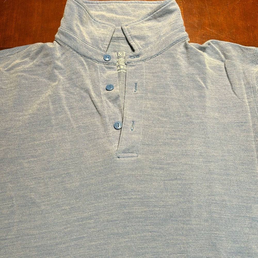 Wool and Prince Merino Wool Polo, weathered light blue, large